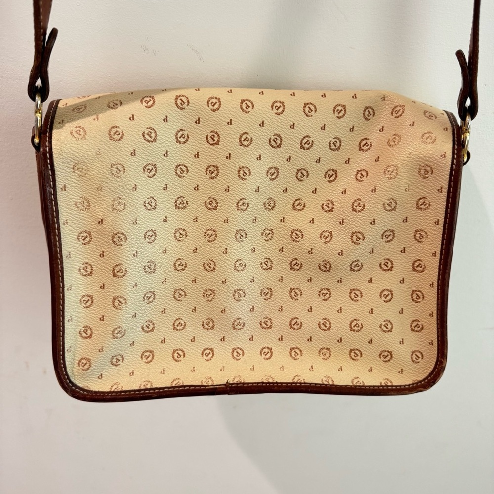 Vintage Pollini Italian Leather Logo Shoulder Bag Satchel Cream/Brown - Picture 14 of 14
